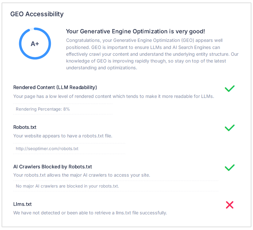 GEO accessibility check